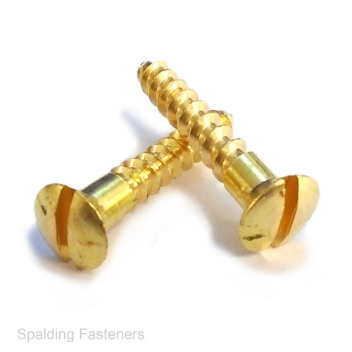 Solid brass wood screws - brass, raised