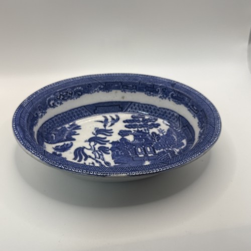Vintage blue willow - blue, oval