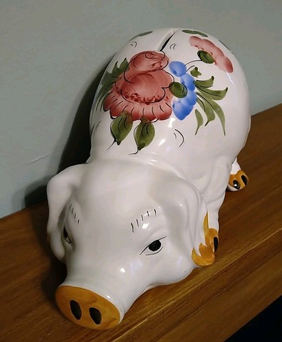 Vintage large pottery piggy - large,