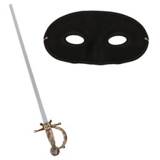 SWORD & EYE MASK SET COSTUME MUSKETEER HIGHWAY RAT BANDIT TOY WEAPON FANCY DRESS
