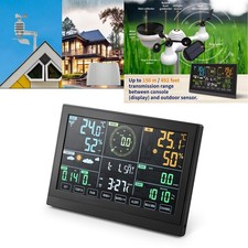 Professional Weather Station Color Display w/ Sensor Rain Gauge Weather Forecast