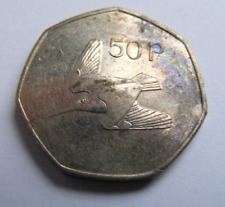 Ireland 2000 Fifty Pence Coin Old Irish 50p Last Year With Toned Mint Luster