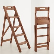 A wooden folding ladder made of oak for home, kitchen,library,flower stand.