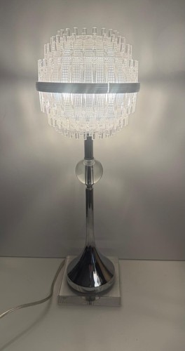 Art deco chrome table - , lamp