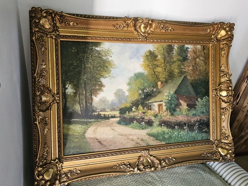 Large antique landscape oil - antique,