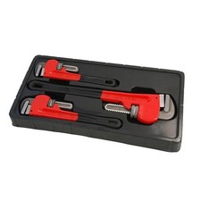 3x Adjustable Stilson Pipe Wrench Set Heavy Duty Monkey Pipe Wrench 10" 12" 18"