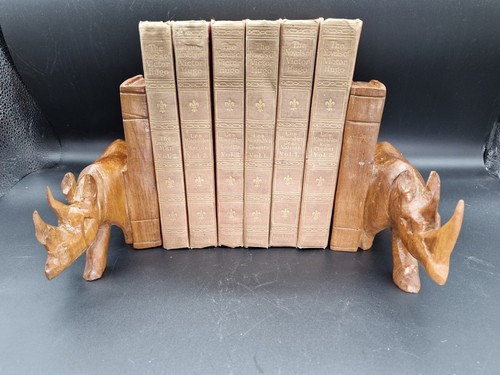 Vintage wooden rhino - , bookends