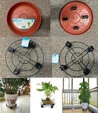 2 x Plastic Metal Plant Pot Mover 4 Wheel Garden Dolly Tray Base Stand Trolley