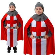 KIDS KNIGHT COSTUME MEDIEVAL ST GEORGES DAY KING CRUSADER OUTFIT FANCY DRESS