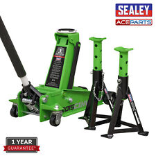 Sealey 3015CXHV Trolley Jack 3 Tonne Super Rocket Lift & Axle Stands (Pair) 3 T