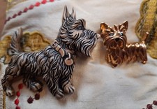 2 Westie/scottie Dog Brooches