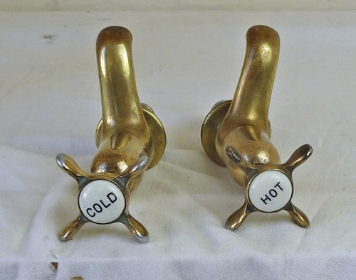 Pair vintage solid brass - pair,