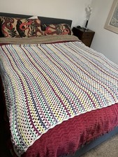Crochet Vintage Style Granny Square Blanket 58” X  70”Campervan Bed warm Throw