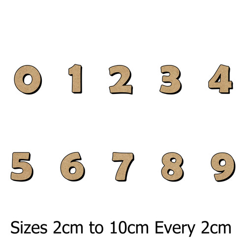 Mdf numbers 2cm 10cm - numbers,