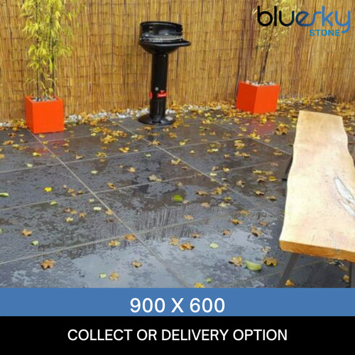 Black slate paving patio slabs - black,