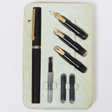 Osmiroid Vtg Calligraphy Fountain Pen Set - 3 Nibs, Converter & 2 Ink Cartridges