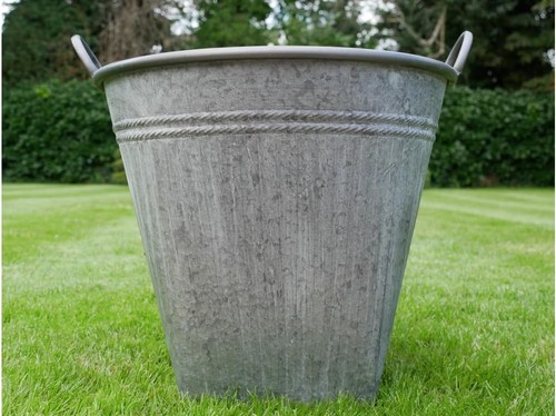 Galvanised garden planter pot - galvanised,