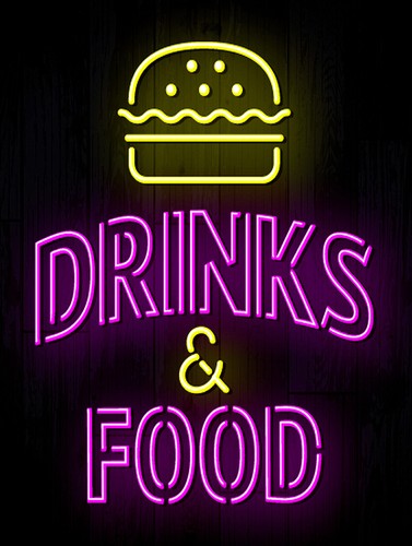 Drinks food neon print - neon,