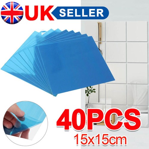 40x glass mirror tiles wall - 40x,