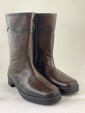 DERRI Vintage Ladies Brown Waterproof Fleece Lined Mid Calf Boots UK 6B EU 39