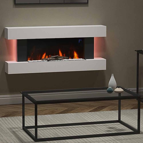 132cm white electric fireplace - white,