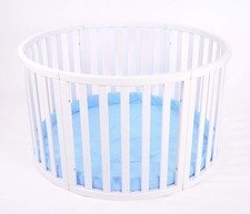 Round Wooden Baby Playpen Blue