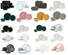 12 Piece Dinner Set Round/Square Crockery Porcelain Stoneware Plates Bowls for 4