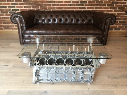 V12 engine block coffee table - engine,