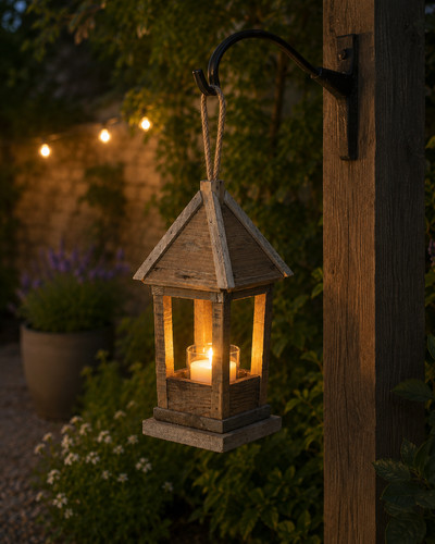 Reclaimed wood hanging lantern - reclaimed,