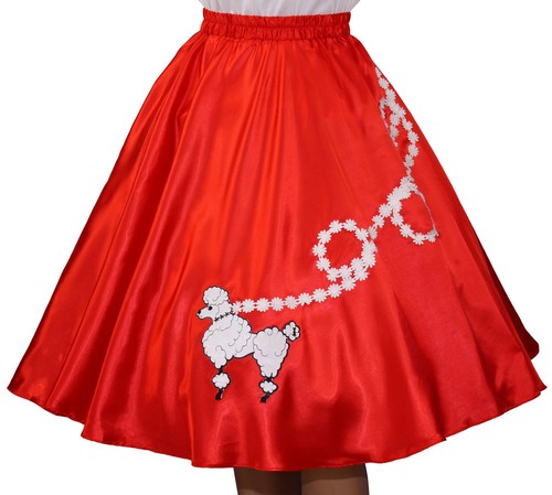Red satin poodle skirt - satin, _