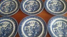  Set of 6@Look@ Johnson Bro willow pattern  Luncheon Dinner  9inch Plates in PC 