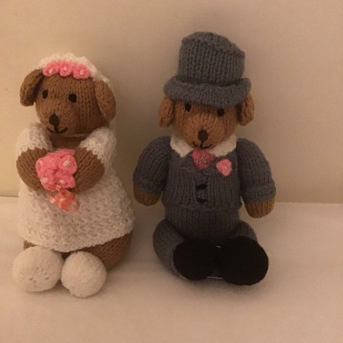 Hand knitted teddy bride - teddy, and
