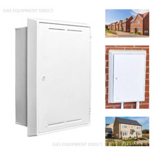 Mk2 Recessed Cavity Gas Meter Box - MITRAS 595x410x210mm UK Standard Fit – White