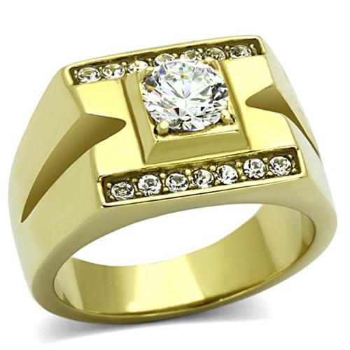 Mens gold ring - gold, solitaire
