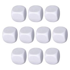 10x White Blank Dice Acrylic