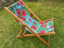 Vintage Wooden Traditional Child’s Seaside Floral Deckchair