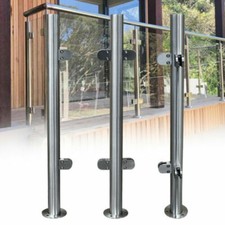 High Glass Balustrade Railing Glazing Stainless Steel Poles Handrail 90cm USA