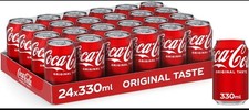 Coca Cola Original Taste Coke 330ml Pack of 24 Cans Fizzy Soft Drink Full Case
