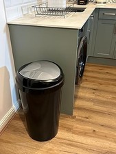 60L Brabantia Premium Touch Top Bin with Colored Lids - Silver