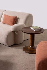 Round Walnut Solid Wood Side