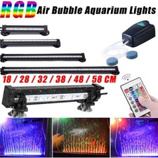 Aquarium Fish Tank LED Light Submersible RGB Multicolour Air Bubble Tube Lamp UK