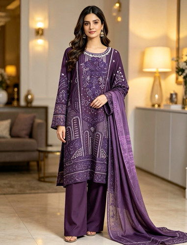 Women maria lawn purple - lawn,