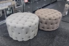 XL ROUND CHESTERFIELD DEEP BUTTON POUFFE COFFEE TABLE, FOOTSTOOL