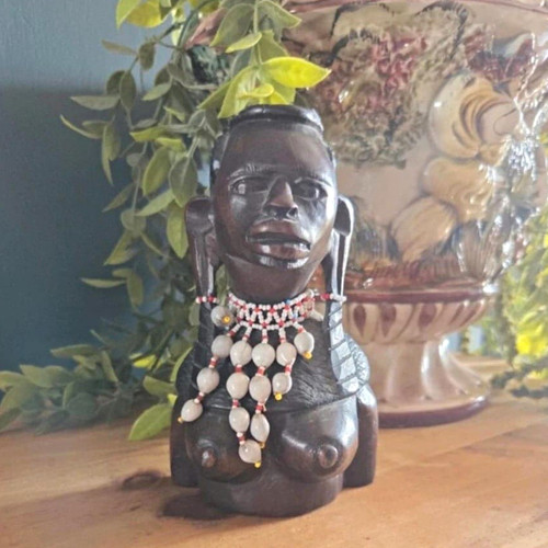 African carved wooden female - carved,