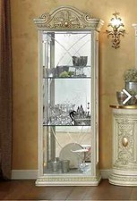 Beautiful Leonardo Cream Finish Italian 1 Door Display Cabinet