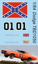 1/64  Decals per  General Lee Hazzard Dodge Charger TB  TBD1050