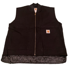 Carhartt Reworked Gilet Waistcoat Vest Lined Size XXL 2XLarge Black Canvas Zip
