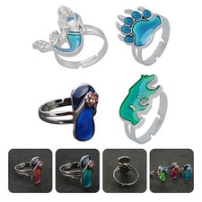 4 Pcs Alloy Mood Rings Color Changing Finger Rings Adjustable Size Mood Ring