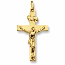 9CT GOLD CRUCIFIX CROSS JESUS SOLID PENDANT ROSARY MEDAL CHARM CHAIN GIFT BOX