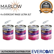 4 X EVERCOAT 101341 RAGE ULTRA BODY FILLER BEIGE WITH BPO HARDENER 3L